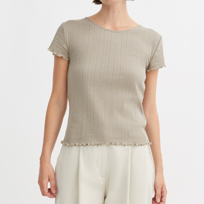 Edie Cap Sleeve Tee, Stone Moss