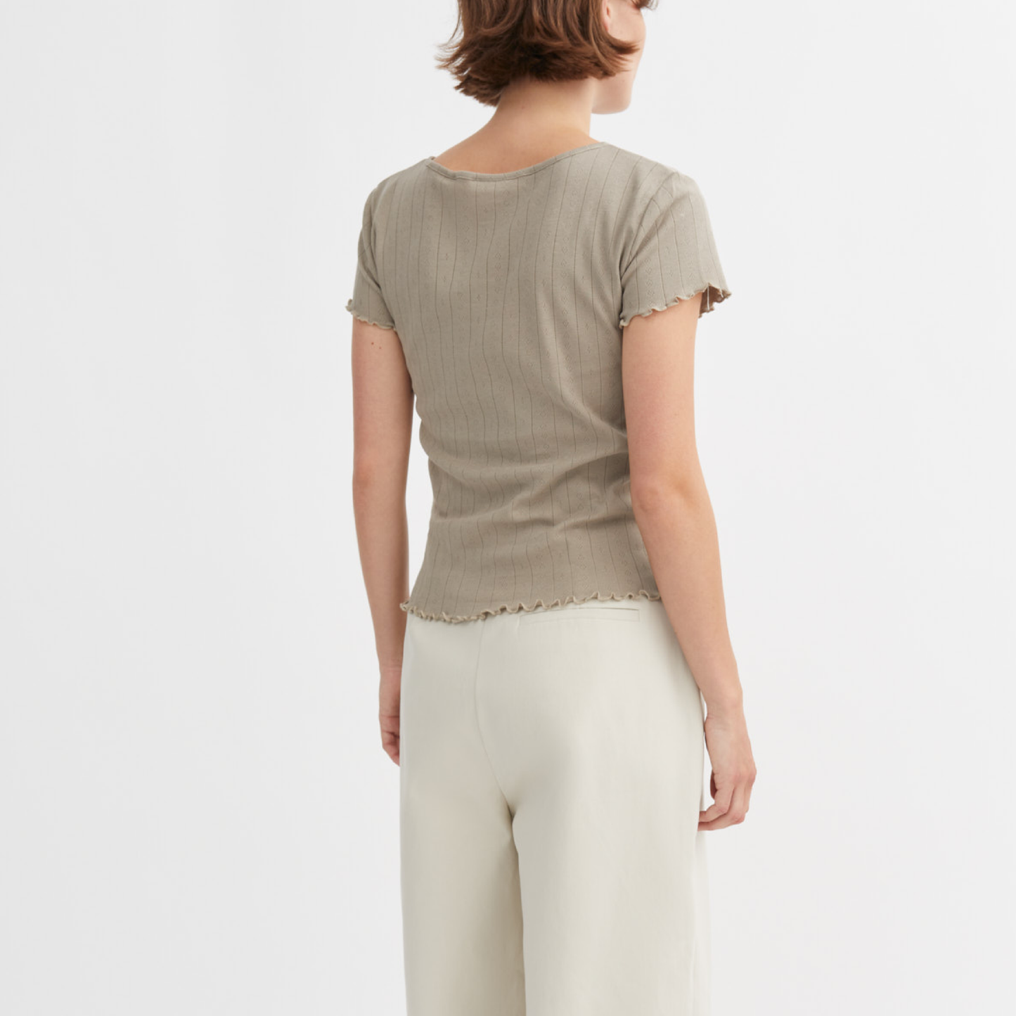 Edie Cap Sleeve Tee, Stone Moss