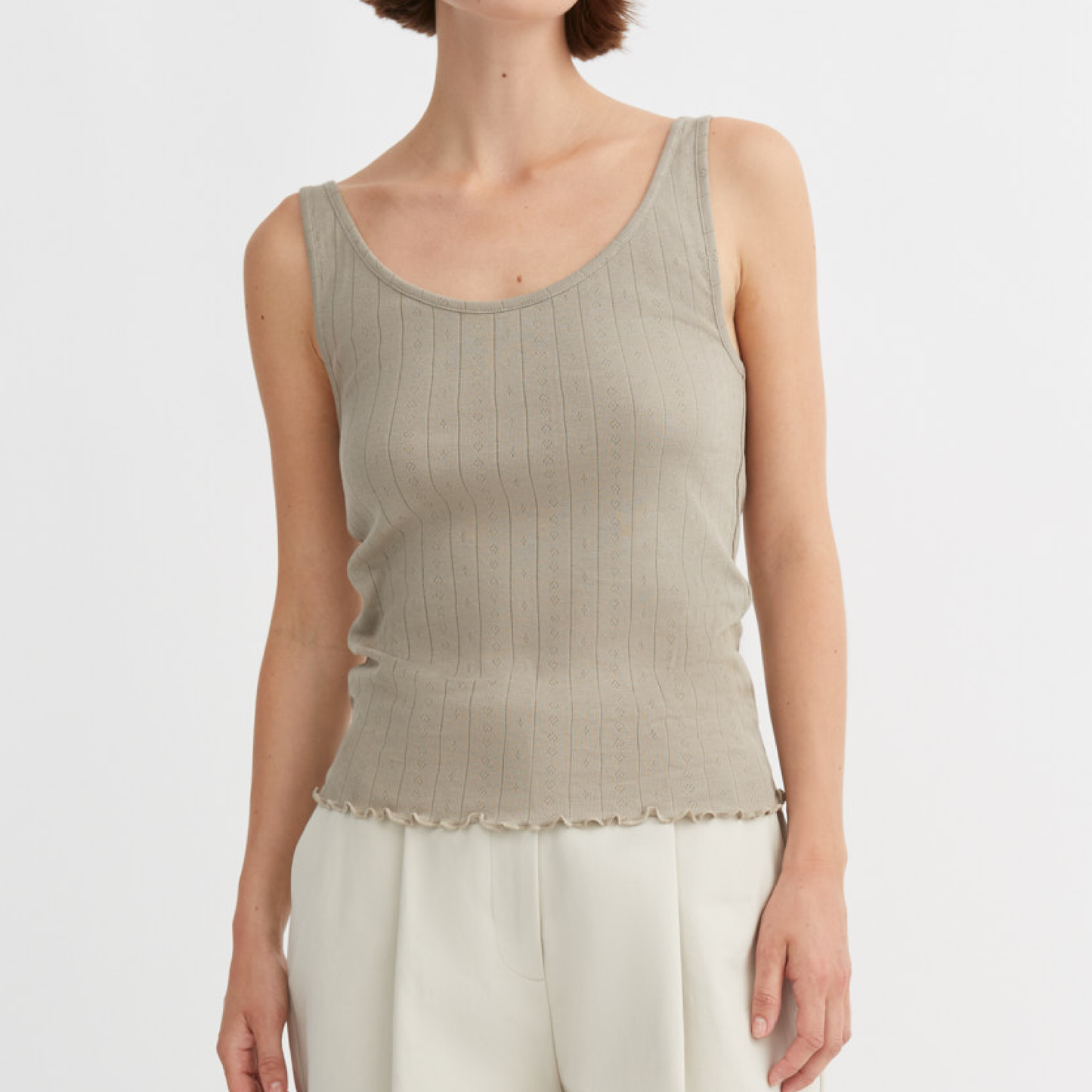 Edie Low Back Top, Stone Moss