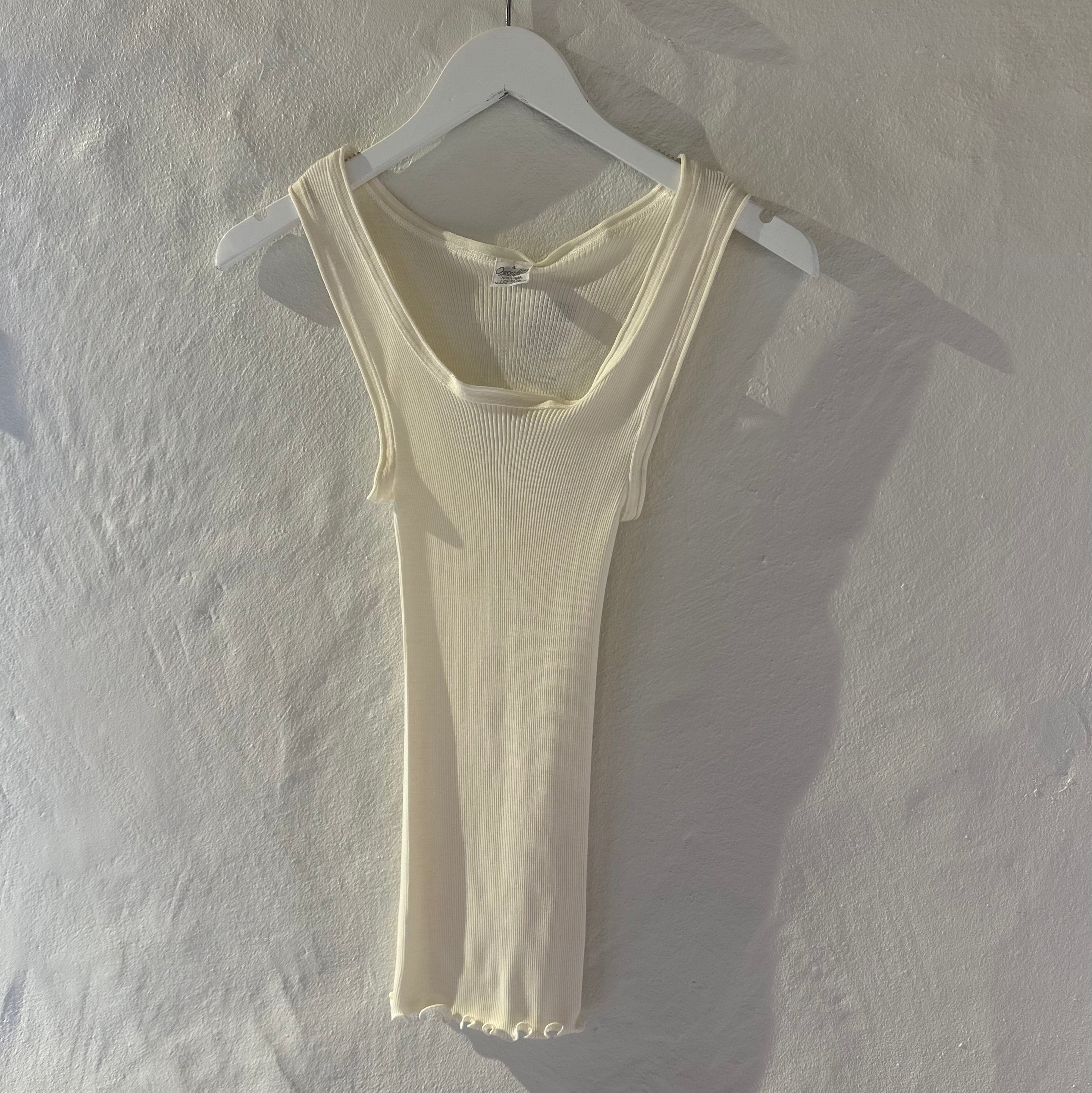 Uld & Silke Tank Rib Top, Ivory 3442