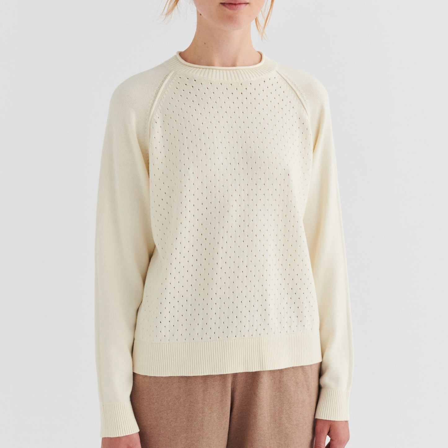 Pointelle Sweater, Ecru