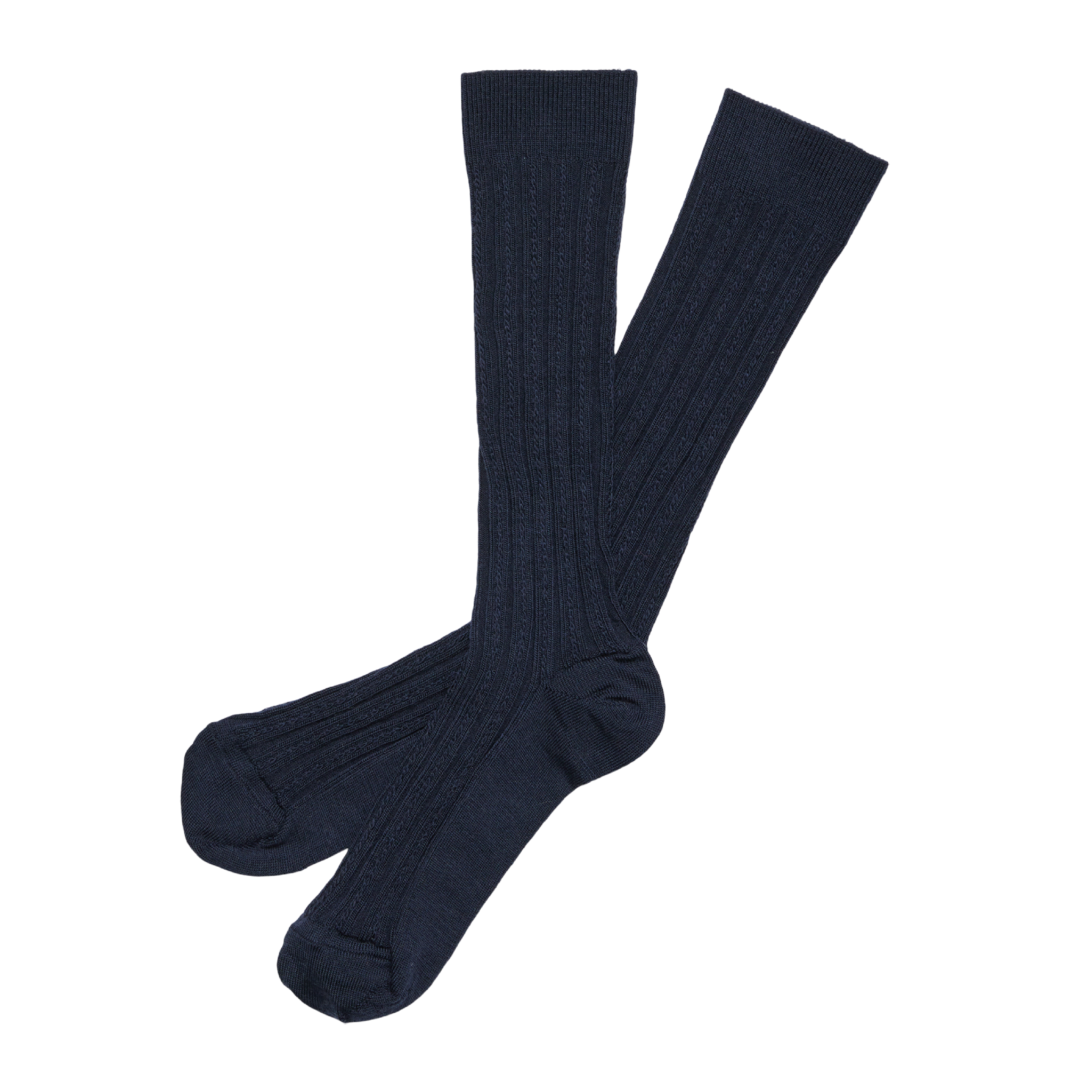 Pointelle Wool Socks, Dark Navy