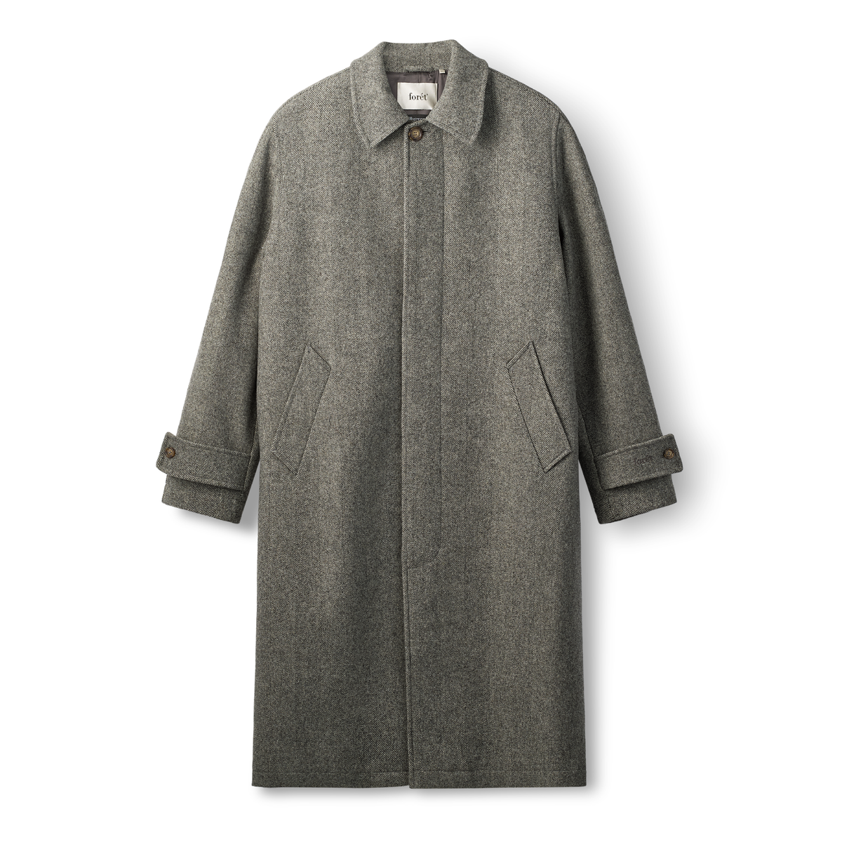 Pine Wool Coat, Grey Herringbone
