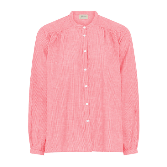 Florence Shirt, Hot Coral Stripe