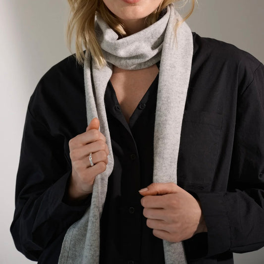 Thin Scarf Merino, Light Grey Melange
