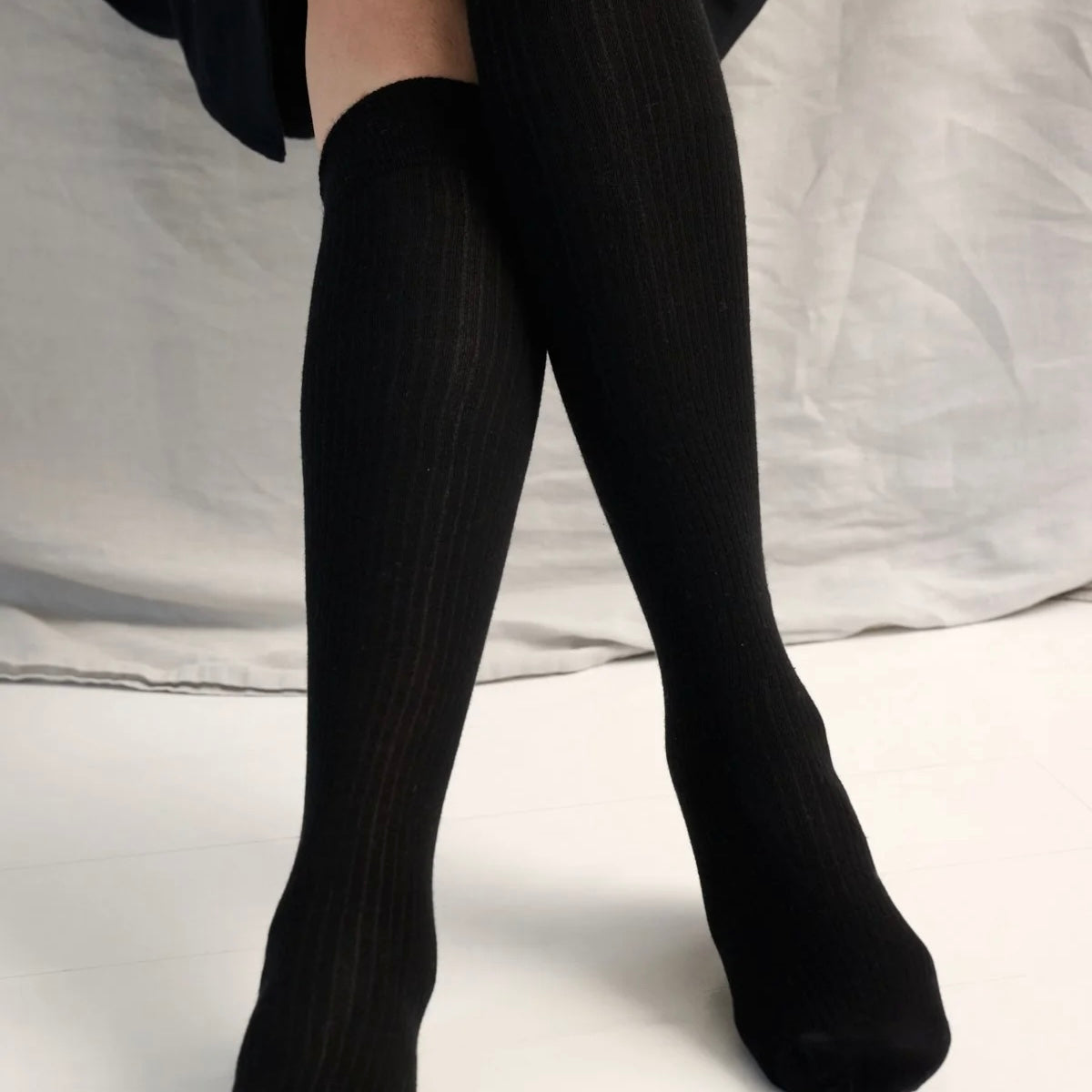 Knee Rib Socks, Black