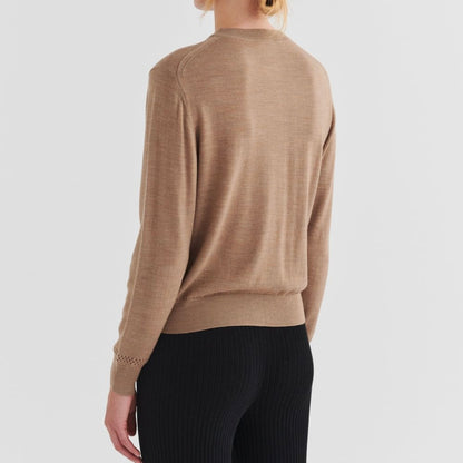 Wool Cardigan, Camel Melange