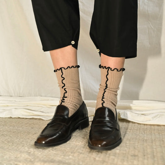 Kusama Socks, Beige (2-Pak)