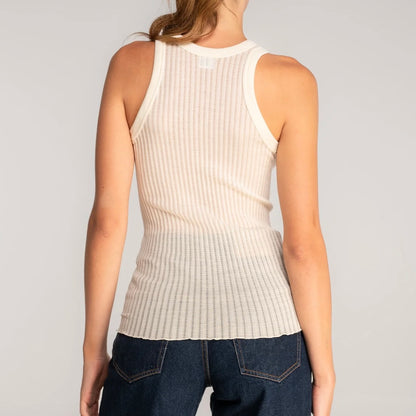 Uld & Silke Pointelle Top, Ivory 7490