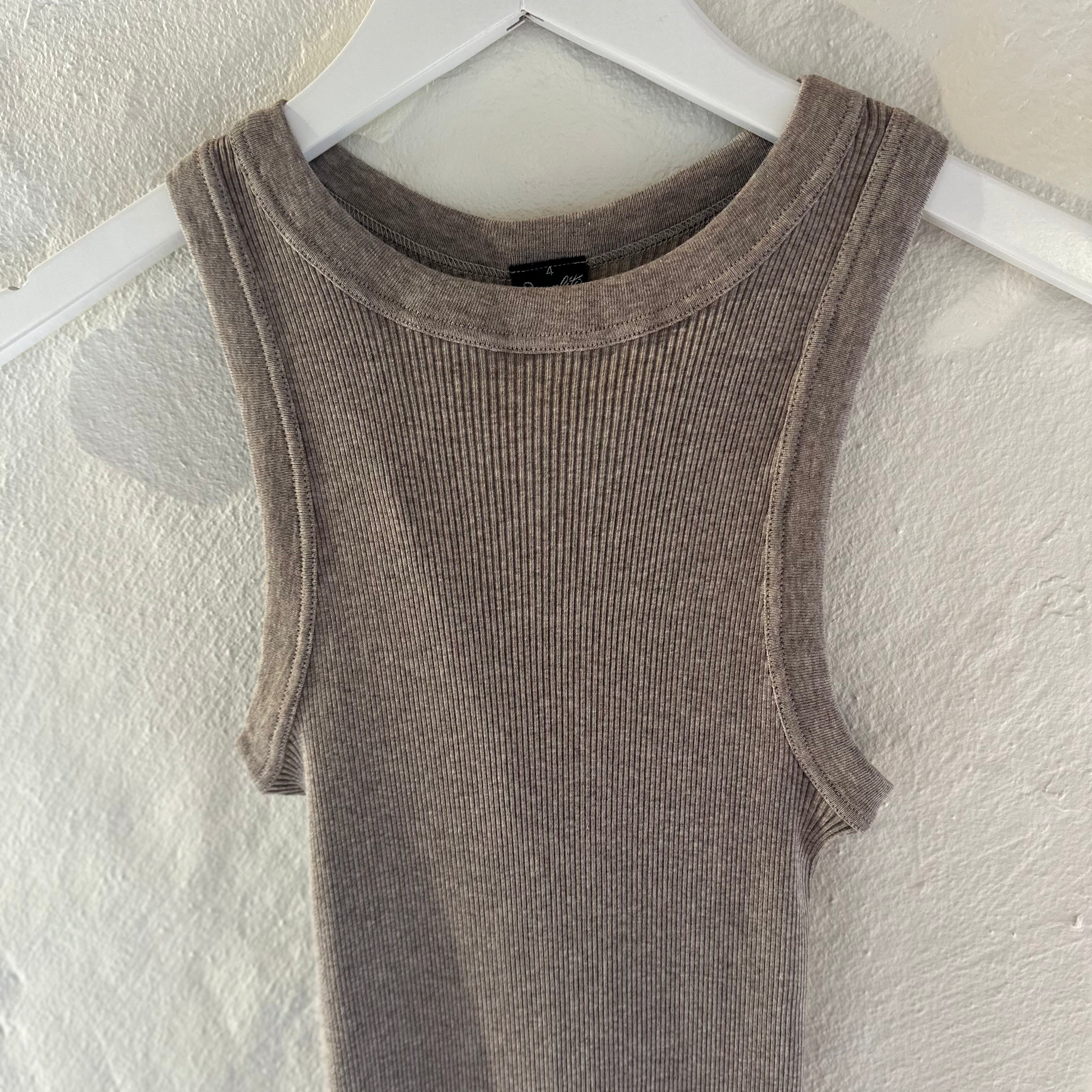 Bomuld Americana Rib Top, Beige 7165