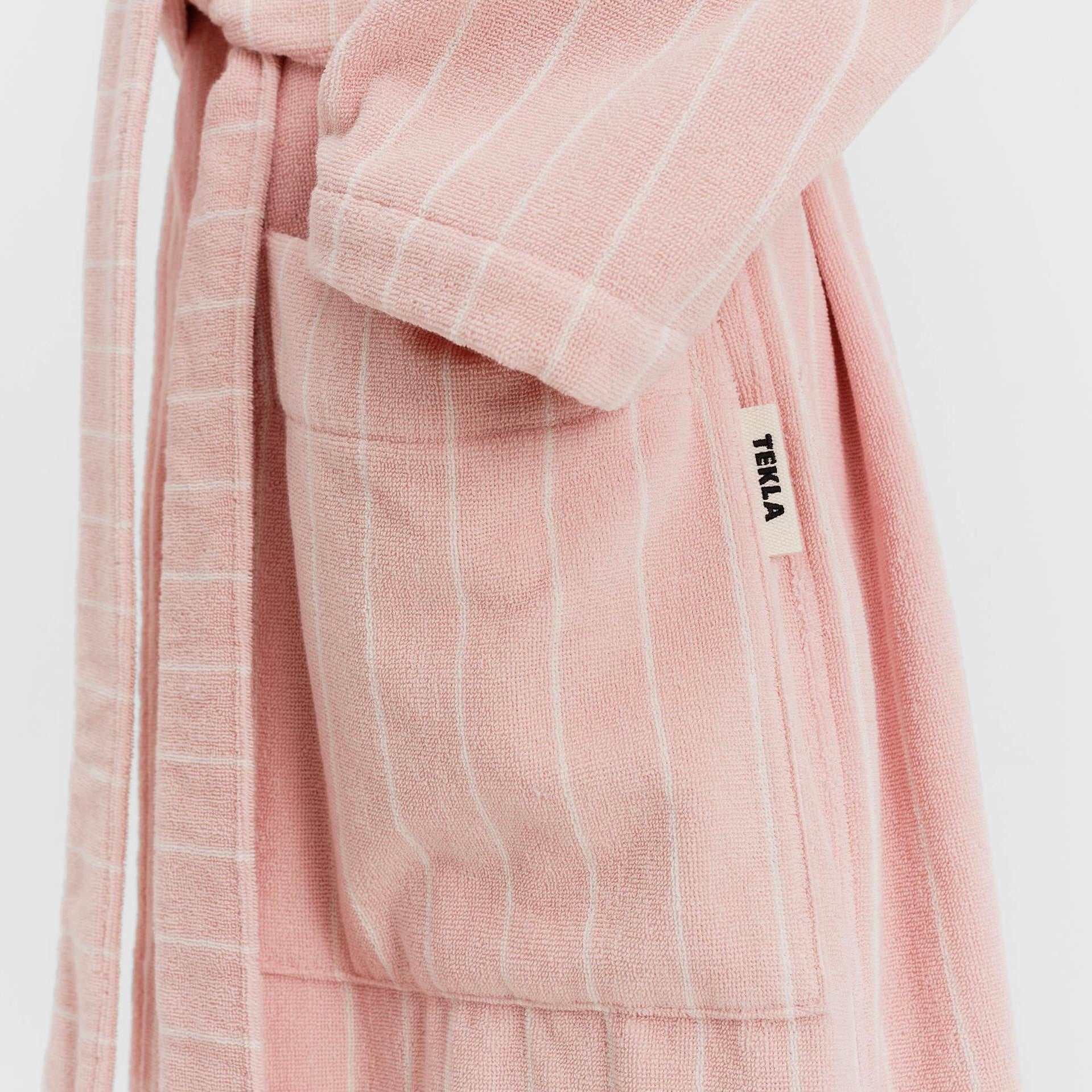 Hooded Bathrobe, Shaded Pink Stripes