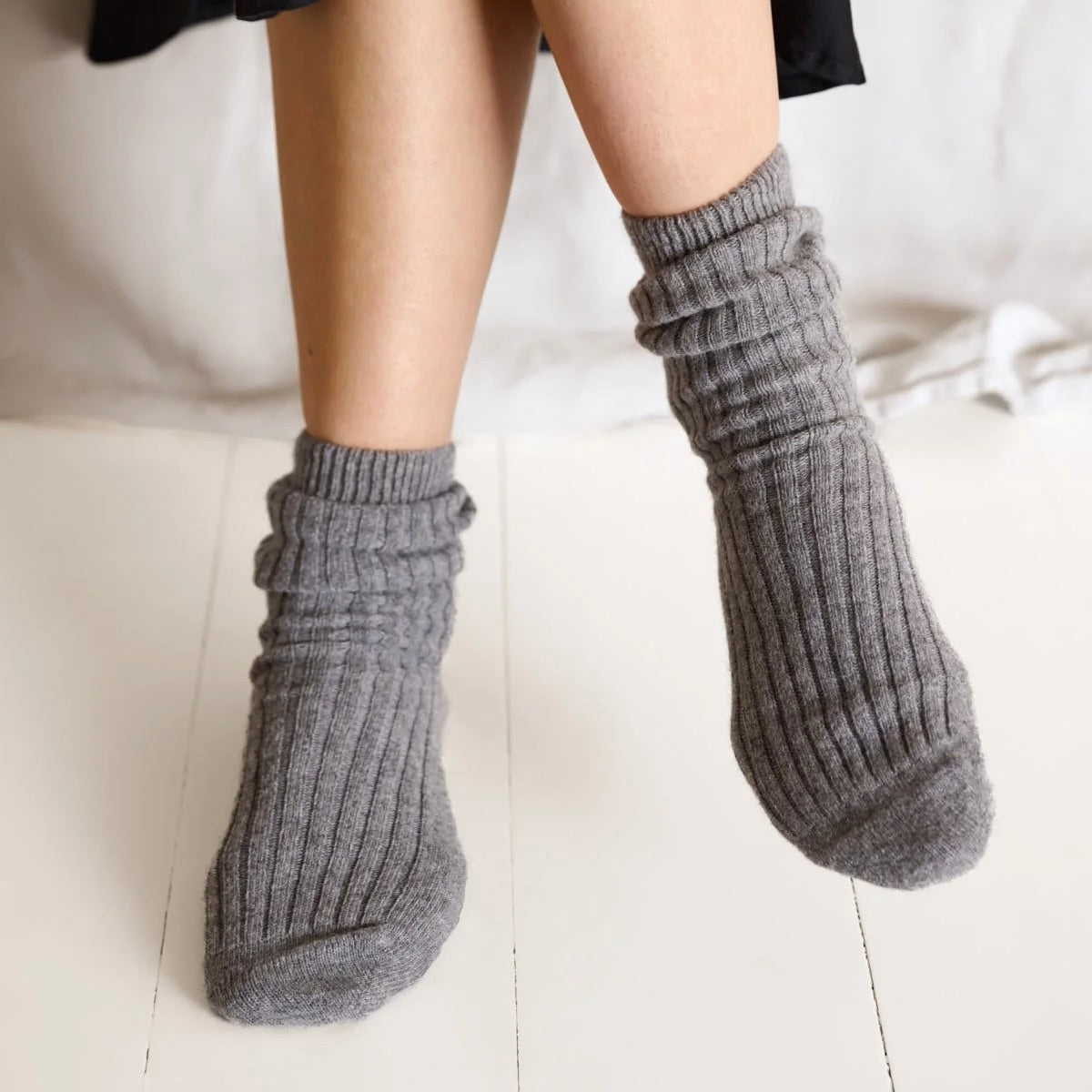 Cozy Rib Socks, Grey Melange