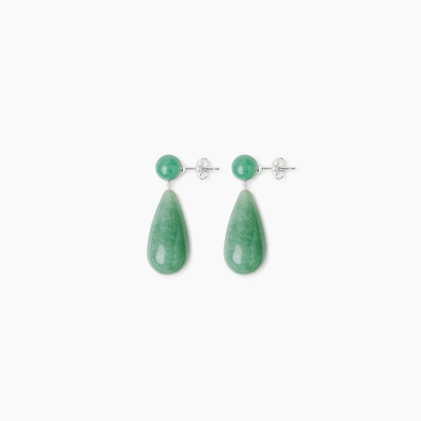 The Lola Earrings, Silver Green Averturine