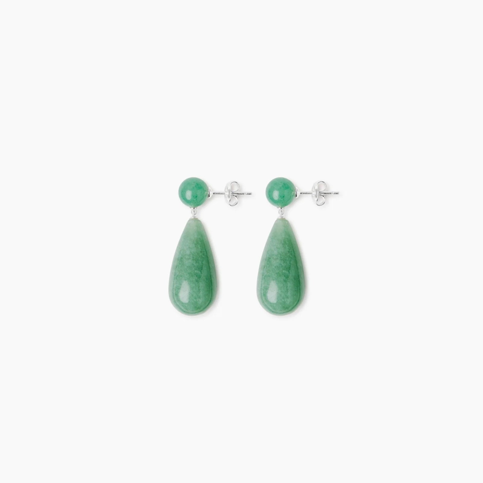 The Lola Earrings, Silver Green Averturine
