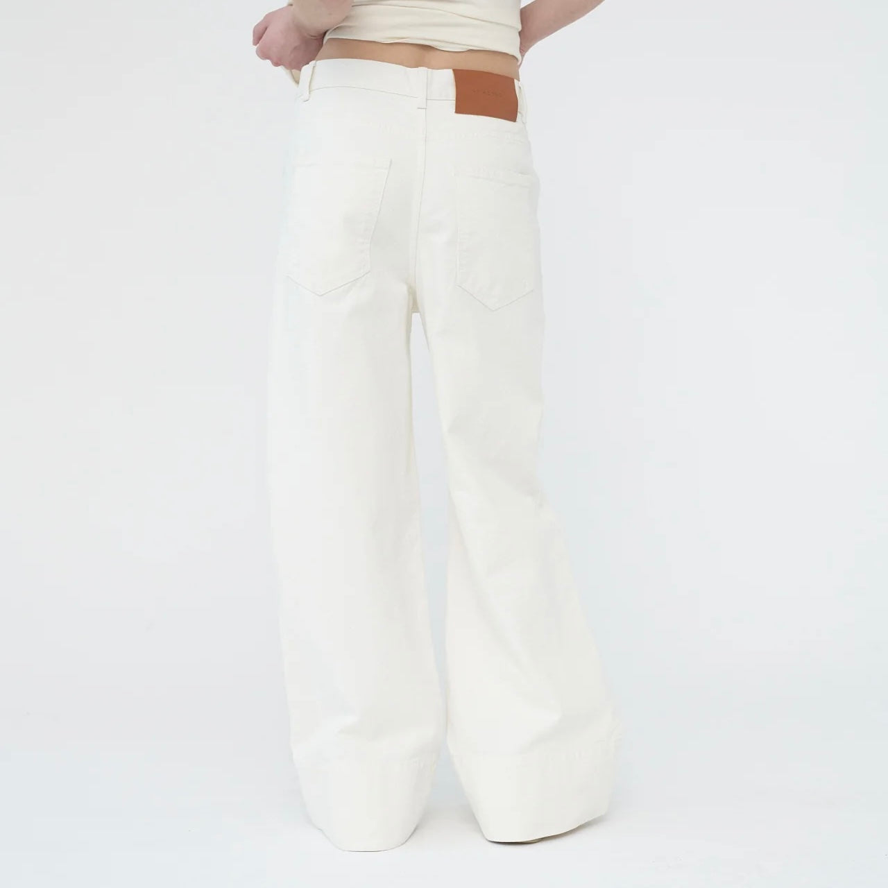 Hemp/Cotton Wide Leg Jeans, Ecru