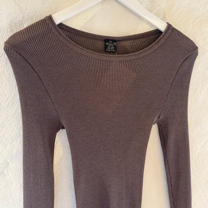 Uld & Silke Langærmet Rib Bluse, Taupe 3446