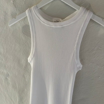 Bomuld Americana Rib Top, Hvid 7165