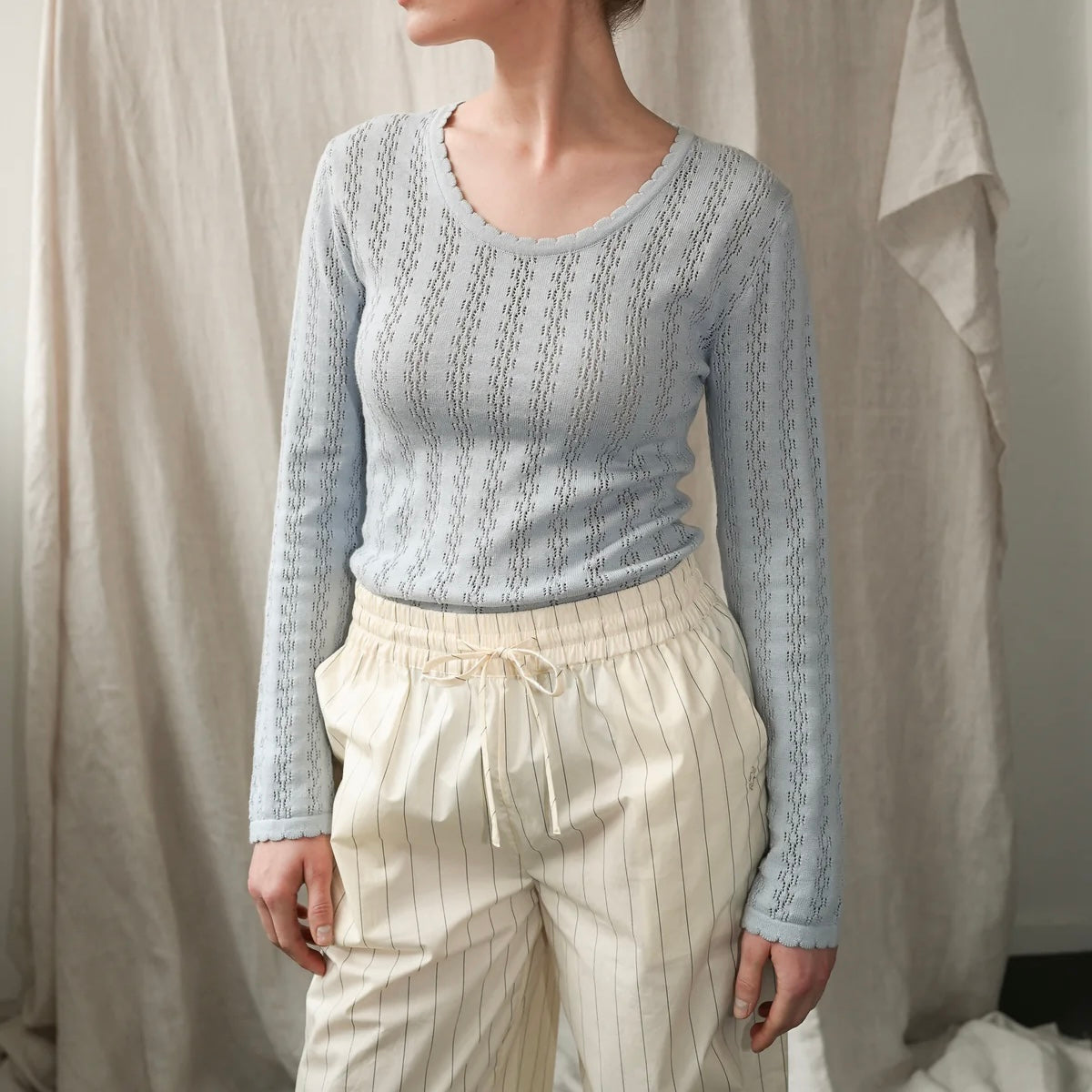 Nellie LS Blouse, Light Blue