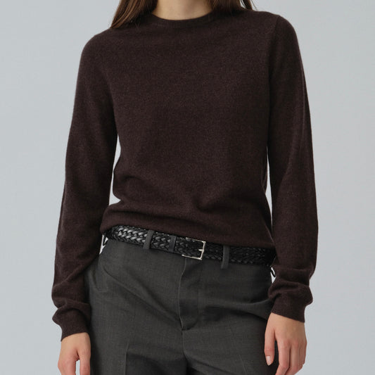 Women's Fitted Roundneck, Black Truffle