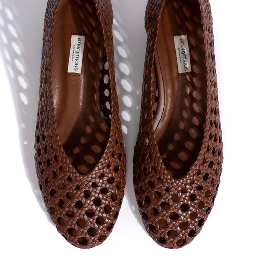 Sessi Hand-braided Ballerina, Chocolate