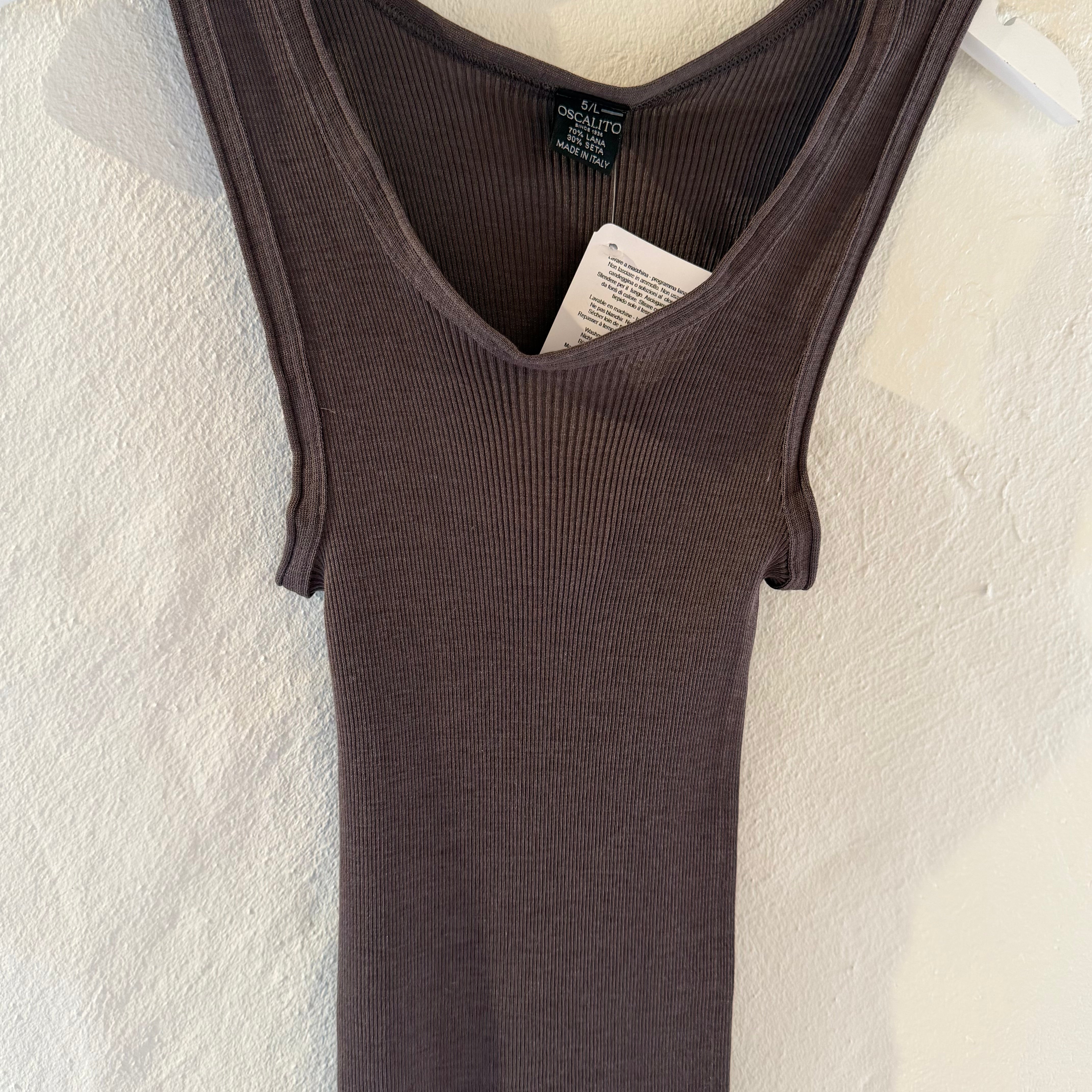Uld & Silke Tank Rib Top, Taupe 3442