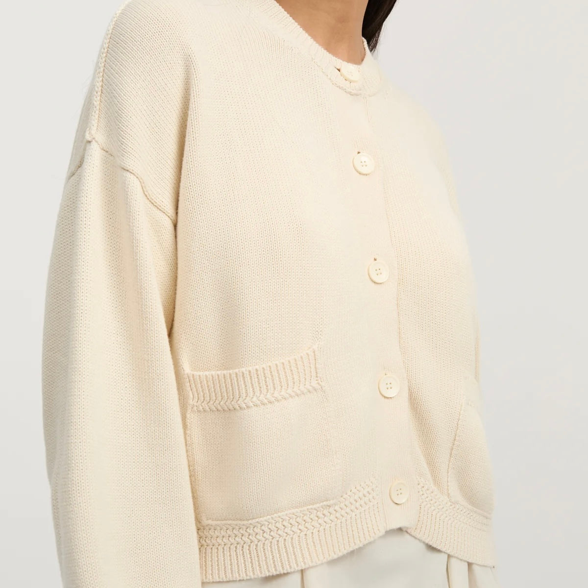 Cobe Cotton Cardigan, Pure Ecru