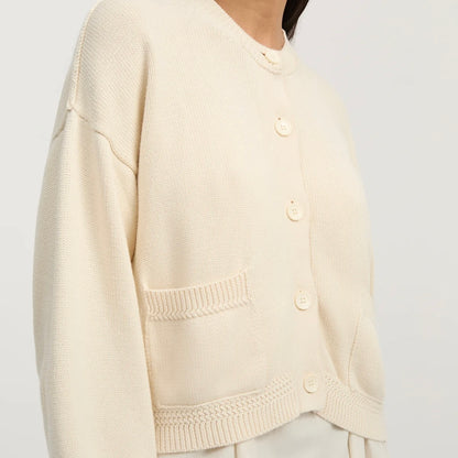 Cobe Cotton Cardigan, Pure Ecru