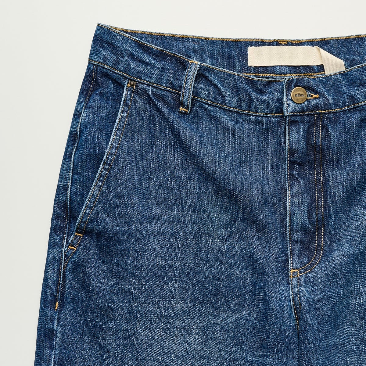Carlo Midwaist Wide Jeans, Worn Blue