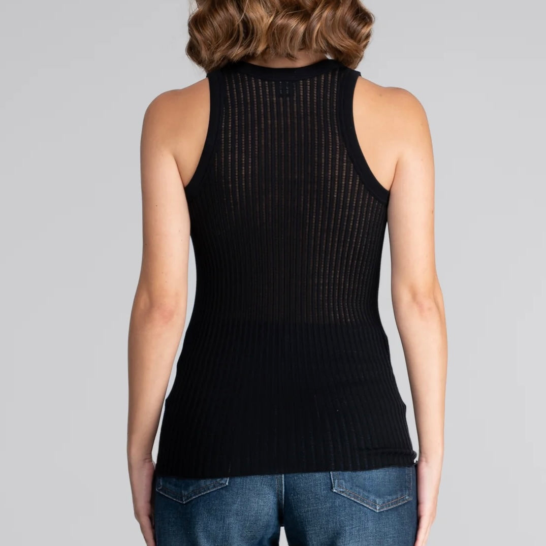 Uld & Silke Pointelle Top, Sort 7490