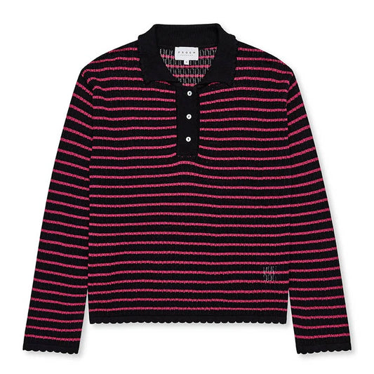 Nuria LS Polo, Black/Berry