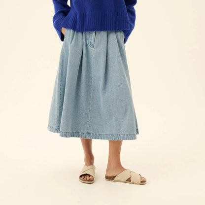 Pen Denim Nederdel, Light Denim