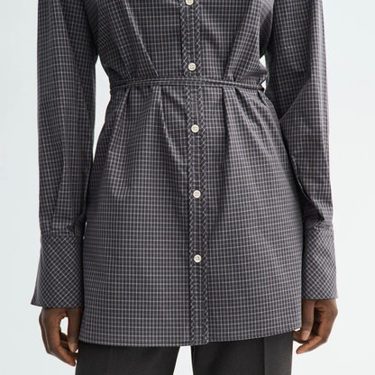 Sebastiana Check Poplin Skjorte, Charcoal Check