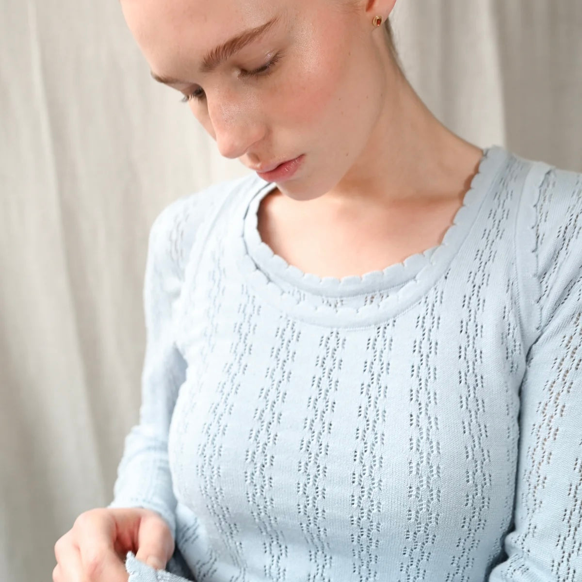 Nellie LS Blouse, Light Blue