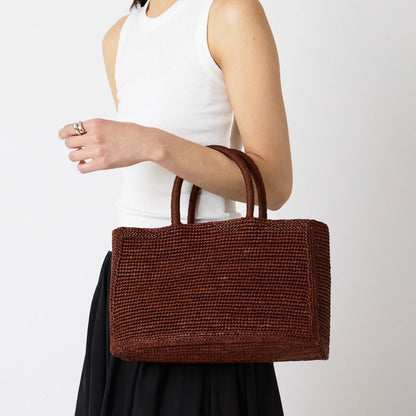 The Charlotte Raffia Bag Small, Chestnut Brown