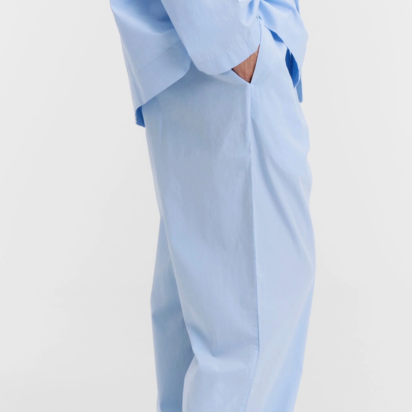 Poplin Pyjamas Pants, Shirt Blue