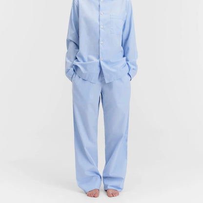 Poplin Pyjamas Pants, Shirt Blue