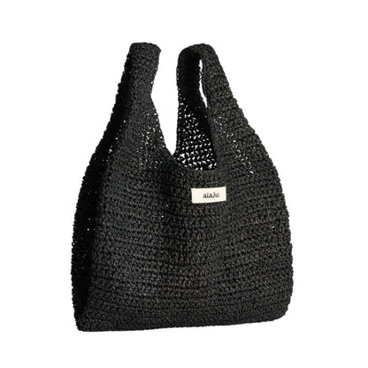 Sophia Straw Bag Medium, Black