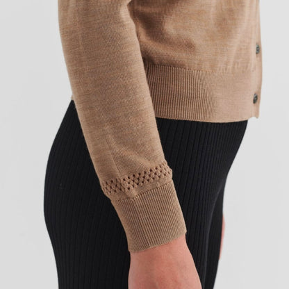 Wool Cardigan, Camel Melange