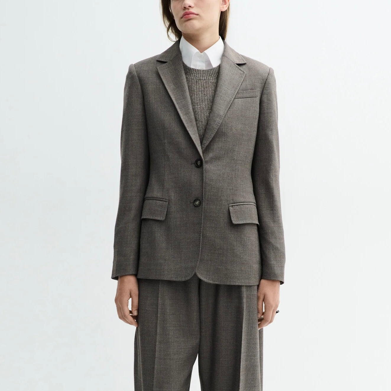 Joelie Transeasonal Wool Blazer, Mink