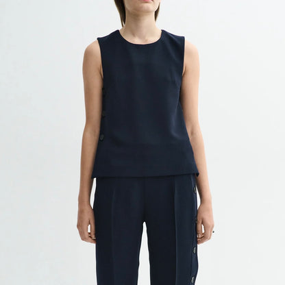 Tena Crepe Georgette Top, Navy