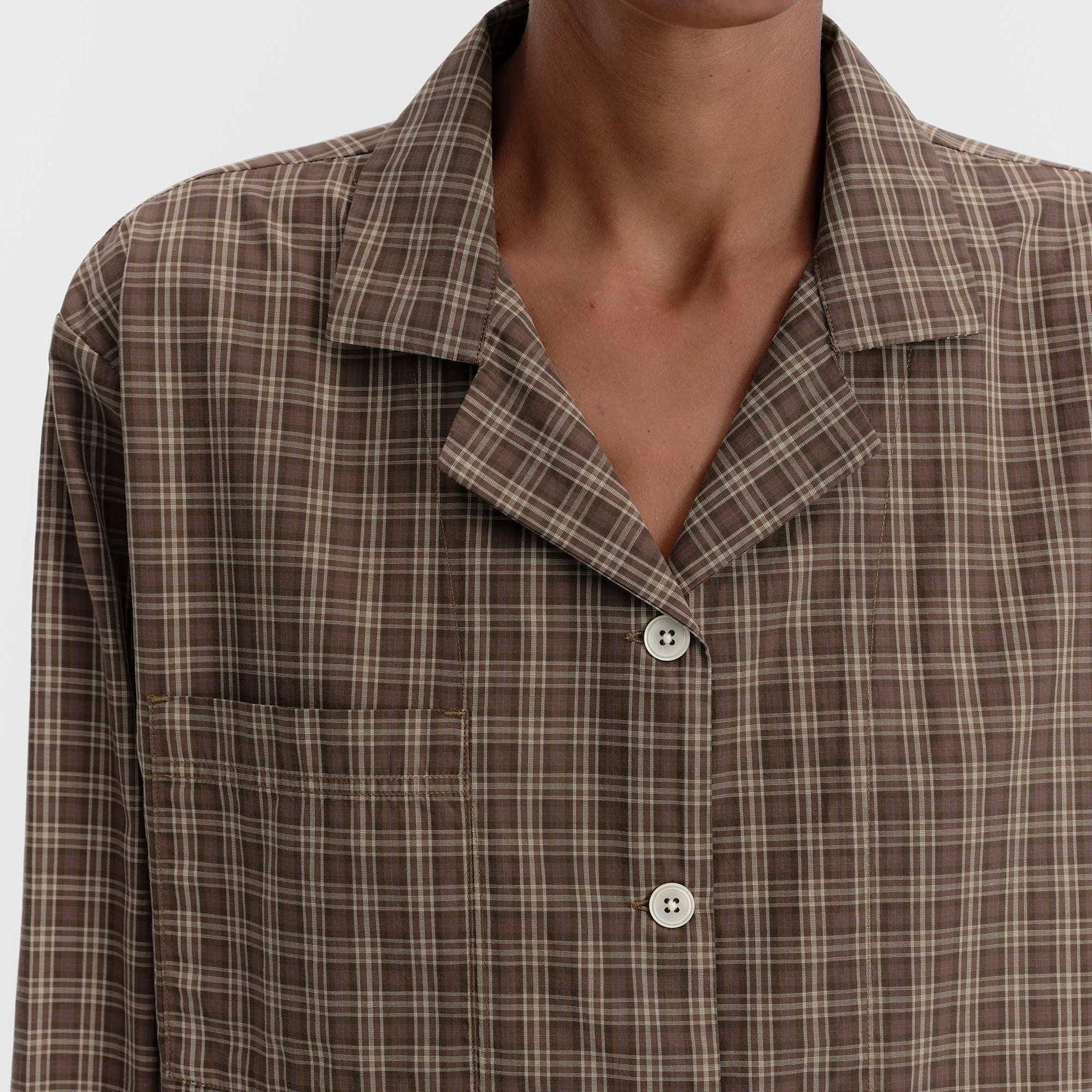 Fine Twill Women's Long Sleeved Shirt, Serra Checks