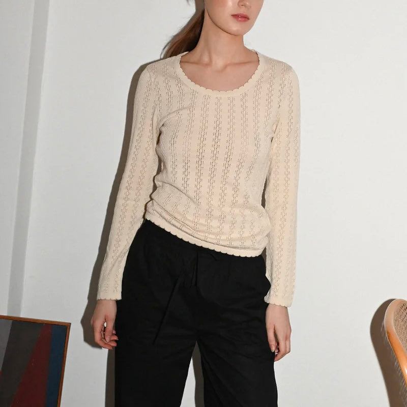 Nellie LS Blouse, Ecru