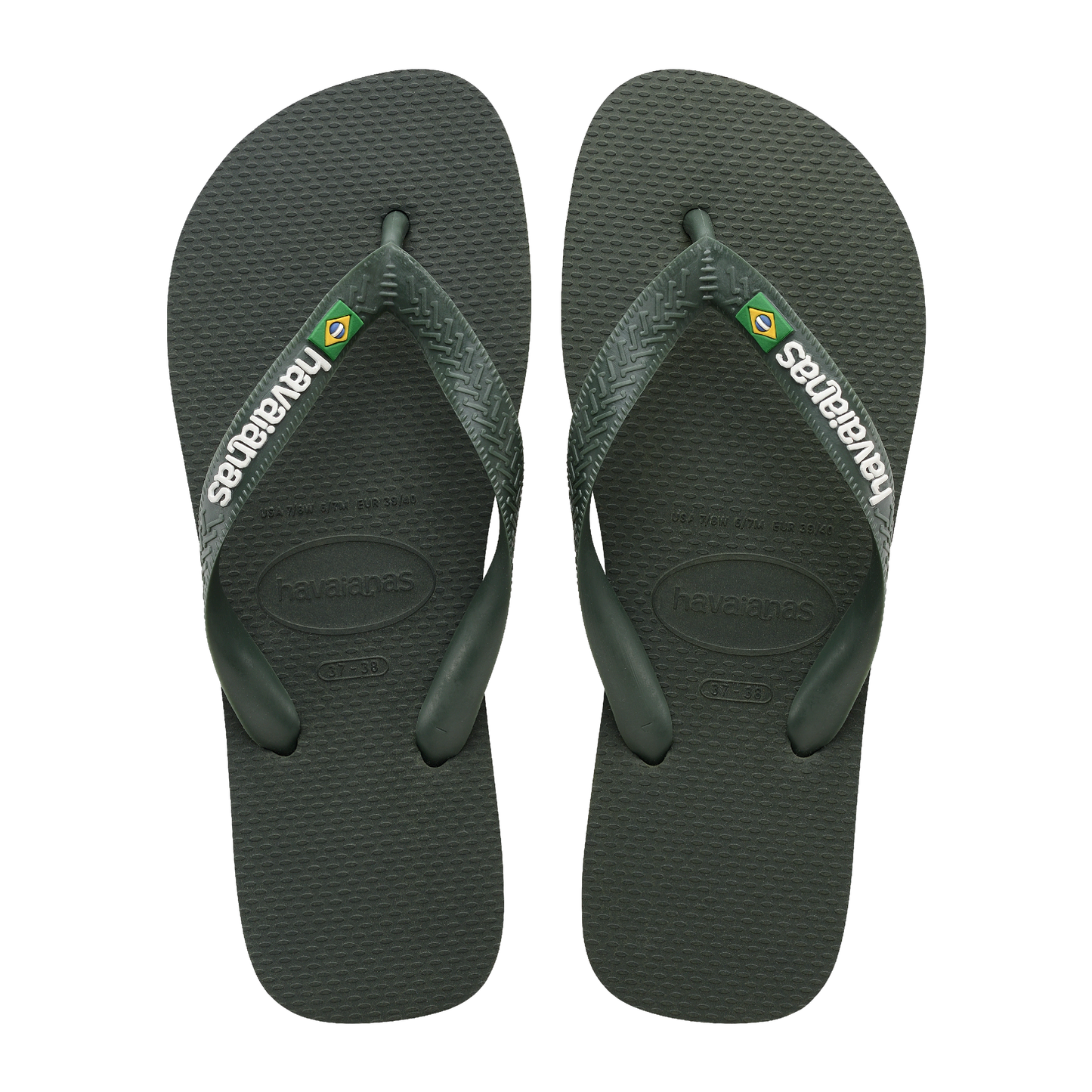 Slippers Brasil Logo, Green Olive