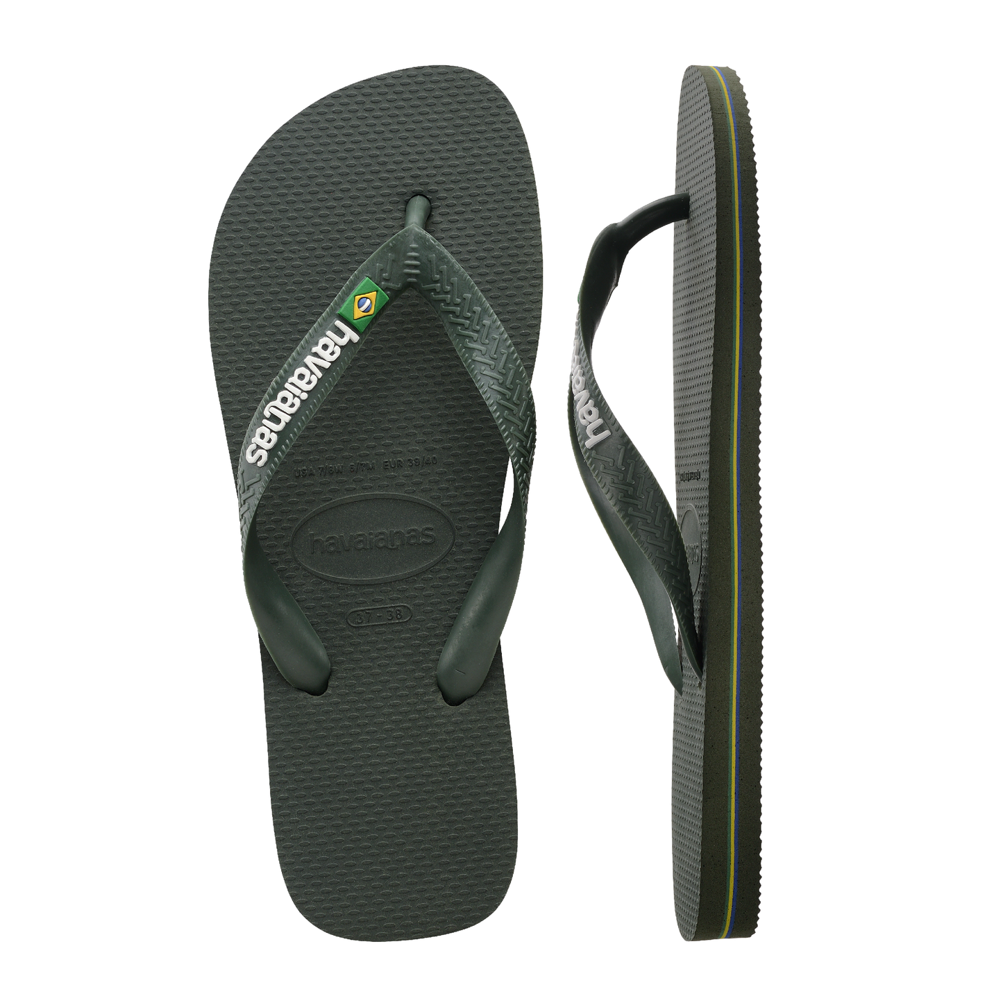 Slippers Brasil Logo, Green Olive