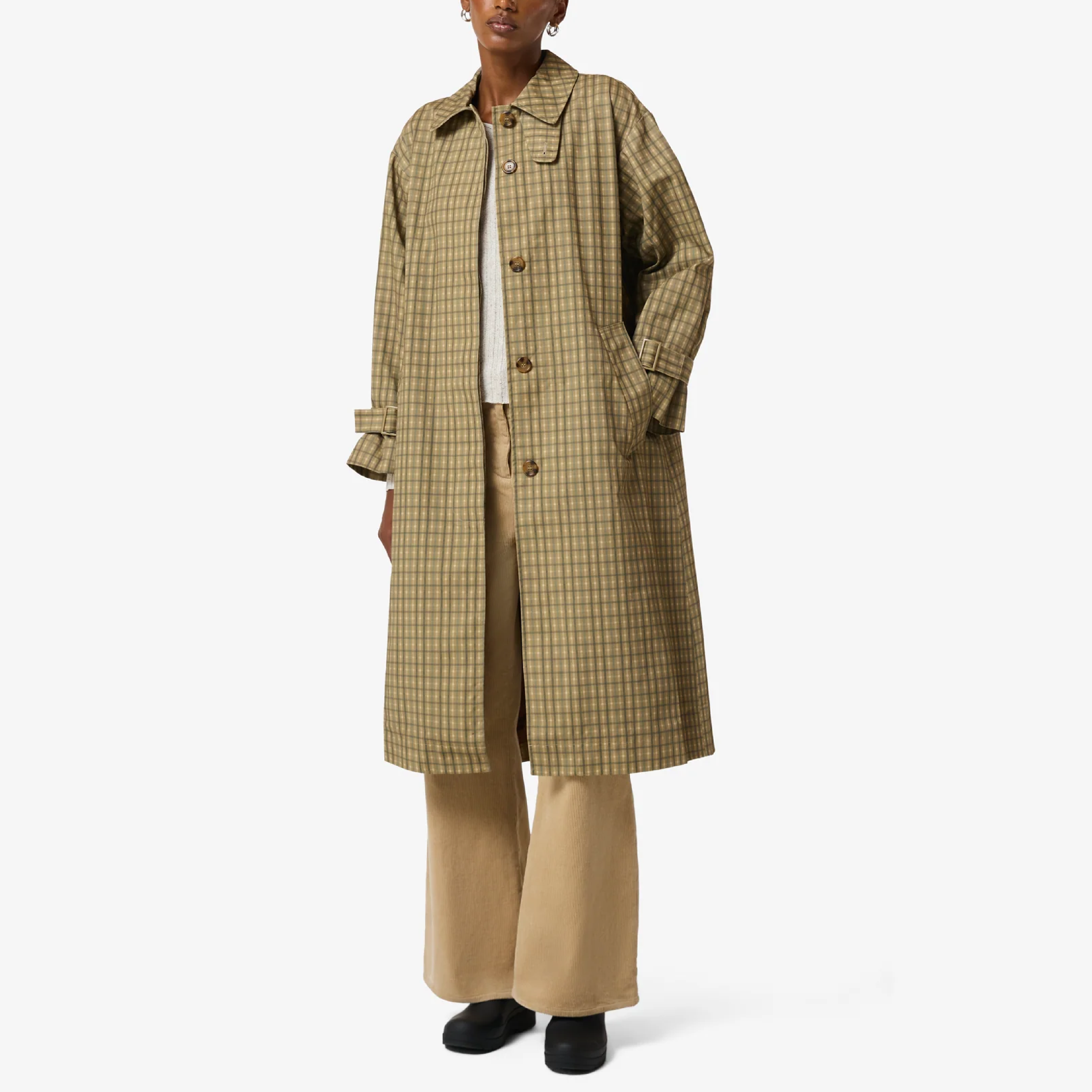 Meagan Check Coat, Kelp Check