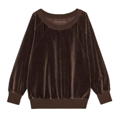 Joline Sweatshirt Velvet, Dark Brown