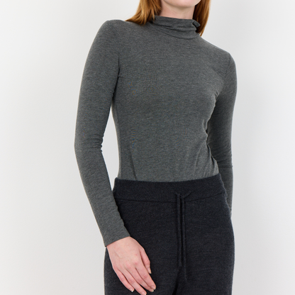 Josephine 2 Højhalset Bluse, Dark Grey Melange