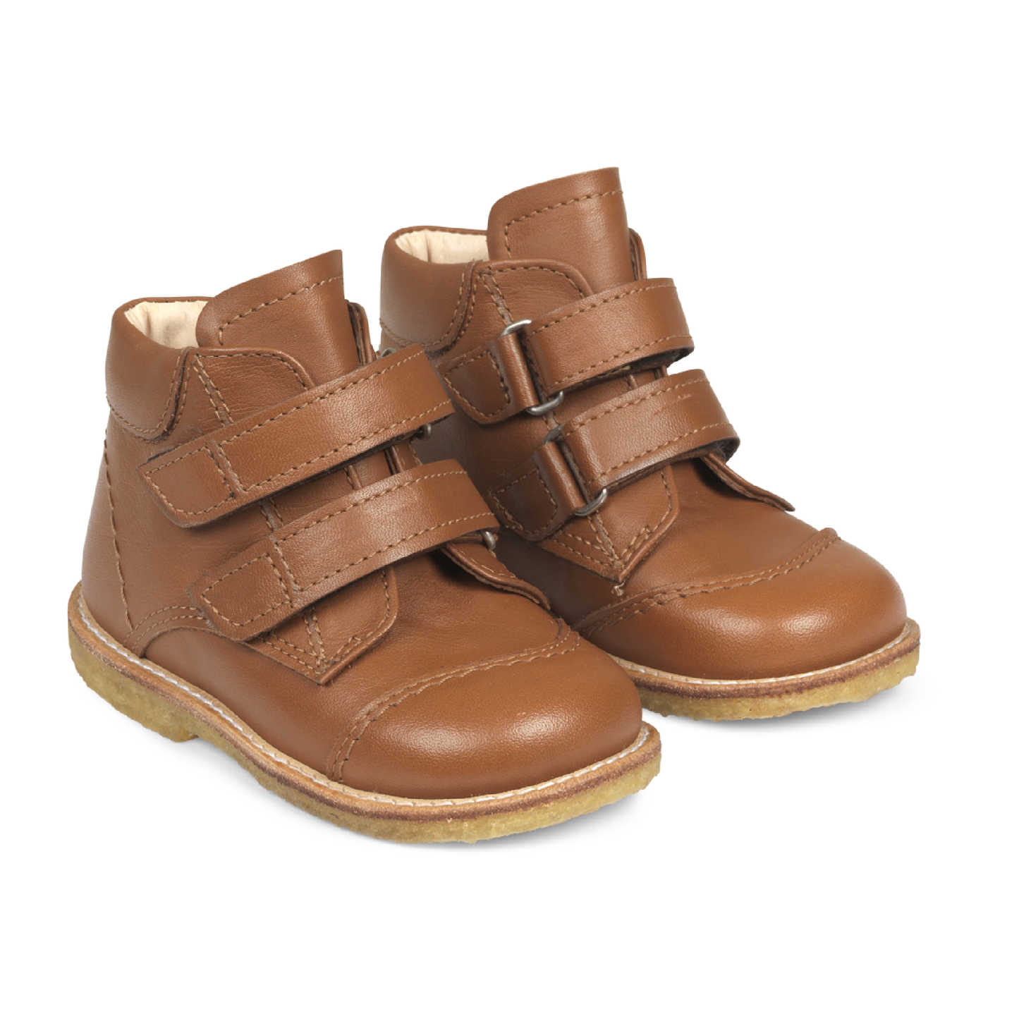 Classic Beginner Shoes With Velcro, Cognac 