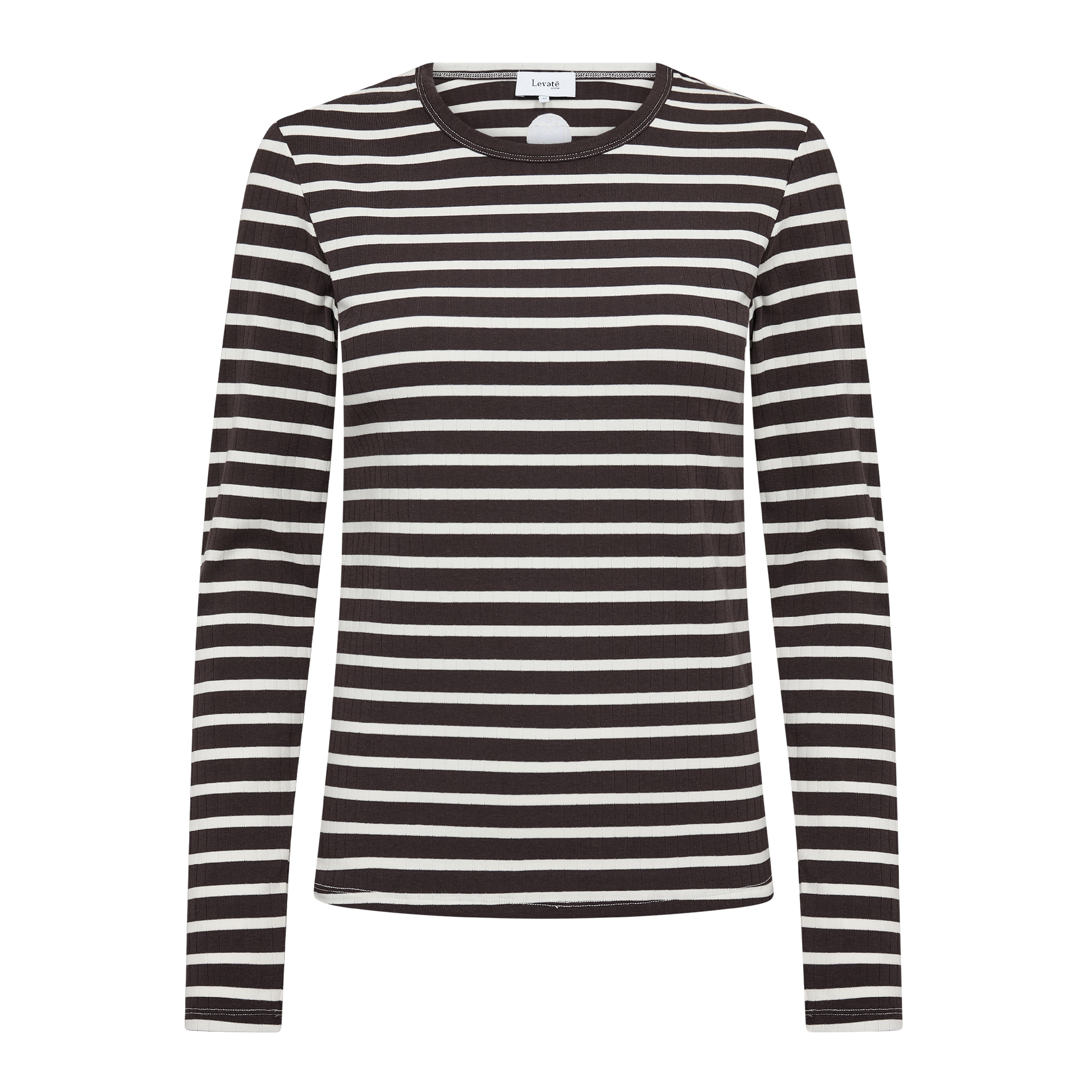 Neddie 2 Bluse, After Dark Brown/Off White