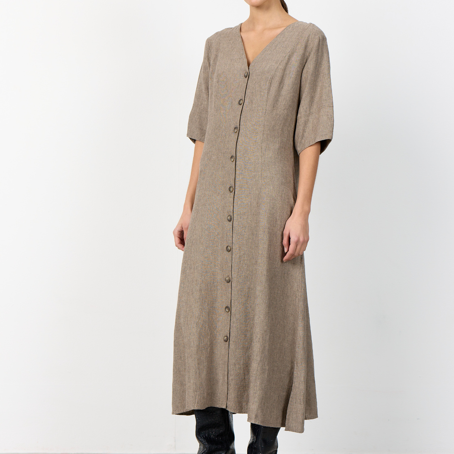 Naja 52 Kjole I Hør, Falcon Melange